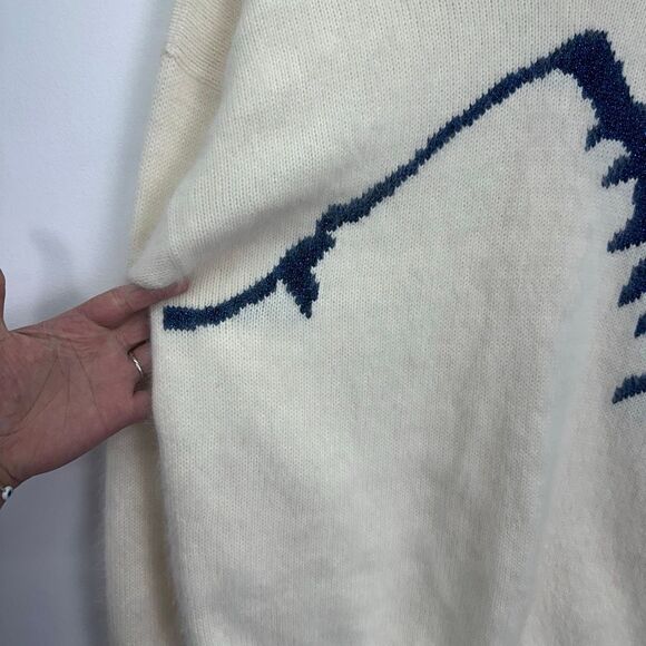 Jane Smith Aspen Women’s Wool Navy Blue Sparkle Mountain Novelty Turtleneck Swea - Picture 7 of 14